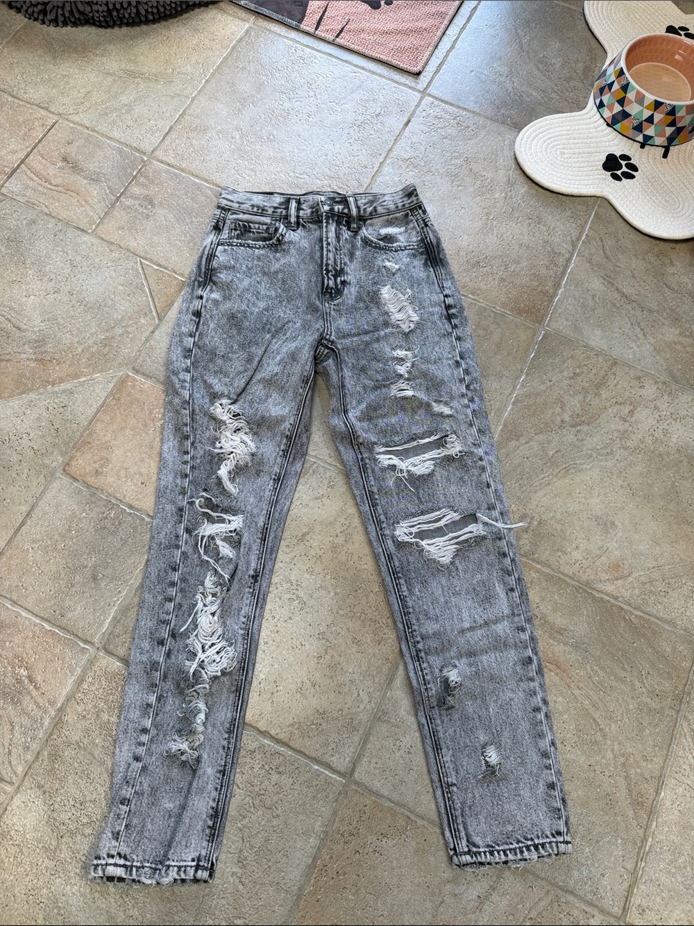 American Eagle Outfitters Distressed Gray High-Rise Jeans